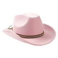thumbnail image 1 of Dndif Clearance! Women's Big Brim Cowboy Hat Western Bowler Hat Pink One Size Overstock Items Clearance All Prime, 1 of 2