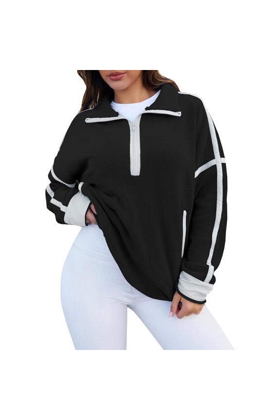 Half Zip Sweatshirt Women Womens Half Zip Fleece Pullover Soft Oversized Sweatshirt With Pockets Warm Fuzzy Sweater Workout Tops For Women Black S-XL Free Shipping Items