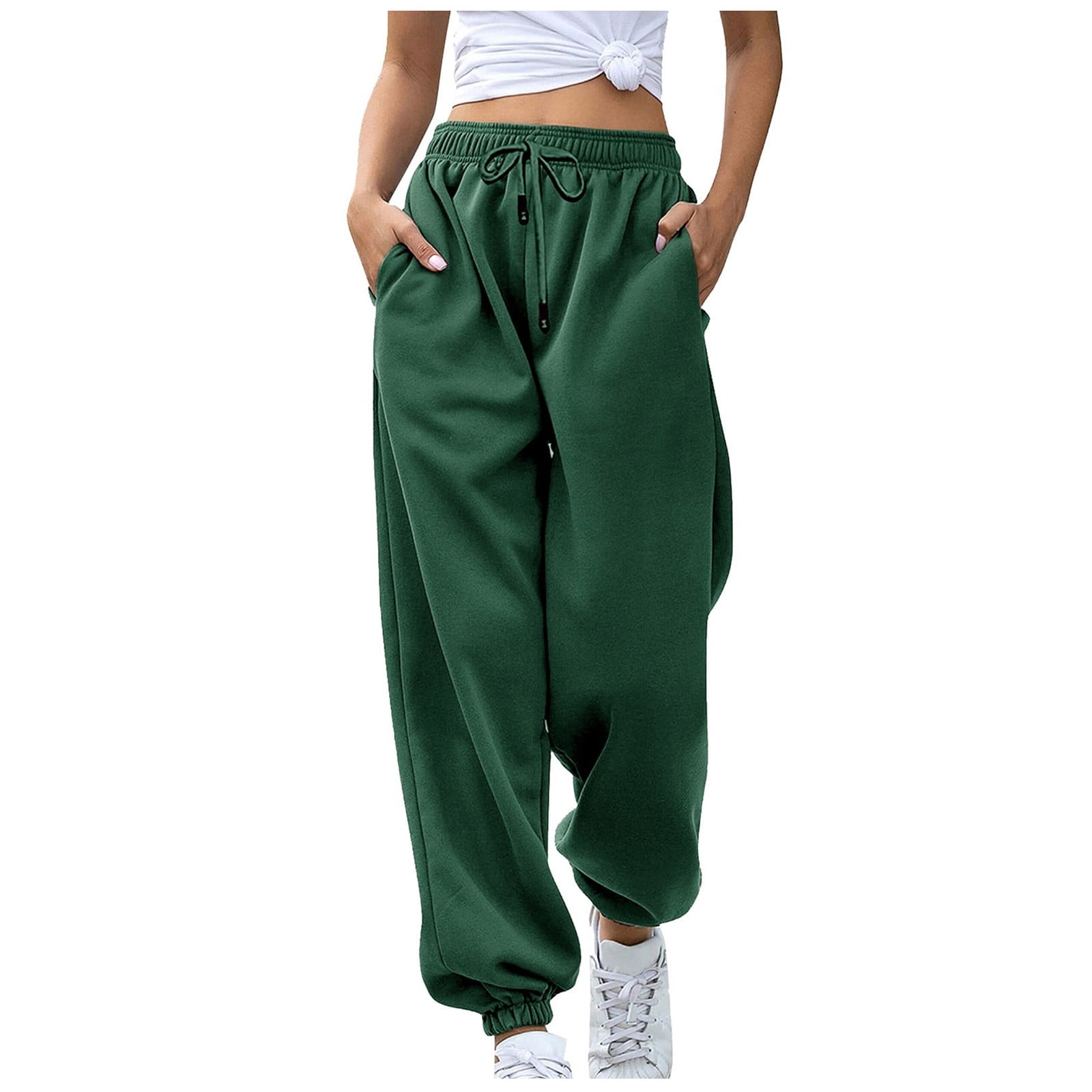 Dndkilg Baggy Sweatpants for Teens Cinch Leg Drawstring Fleece with Pockets Sweat Pants Elastic Teen Girls Loose Baggy Pants Clearance Comfortable