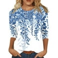 thumbnail image 1 of Dndkilg Blouses for Women 3/4 Sleeve Tee Half Sleeve V Neck Summer Shirts Clearance Floral Elbow Blouses and Shirts Clearance Summer Casual Tops, 1 of 5