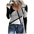 thumbnail image 1 of Dndkilg Blouses for Women Slim Fit Button Down Workout Shirts Soft Geometric Henley Going Out Tops Sexy Long Sleeve Cute Womens Tshirt Dark Gray XL, 1 of 4