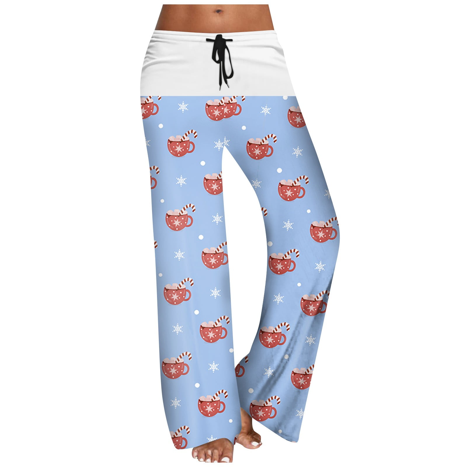 Dndkilg Christmas Cartoon Pajama Pants Snowman High Waisted Funny Plus Size Palazzo Pants Wide