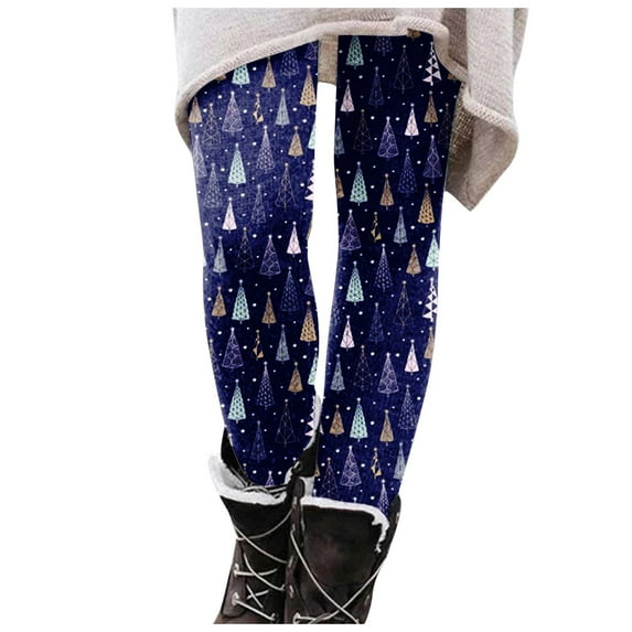 Dndkilg Christmas Leggings for Women High Waisted Workout Snowflake Tummy Control Womens Yoga Pants Holiday Funny Clothes Tight Dress Leggings Business Casual Dark Blue M