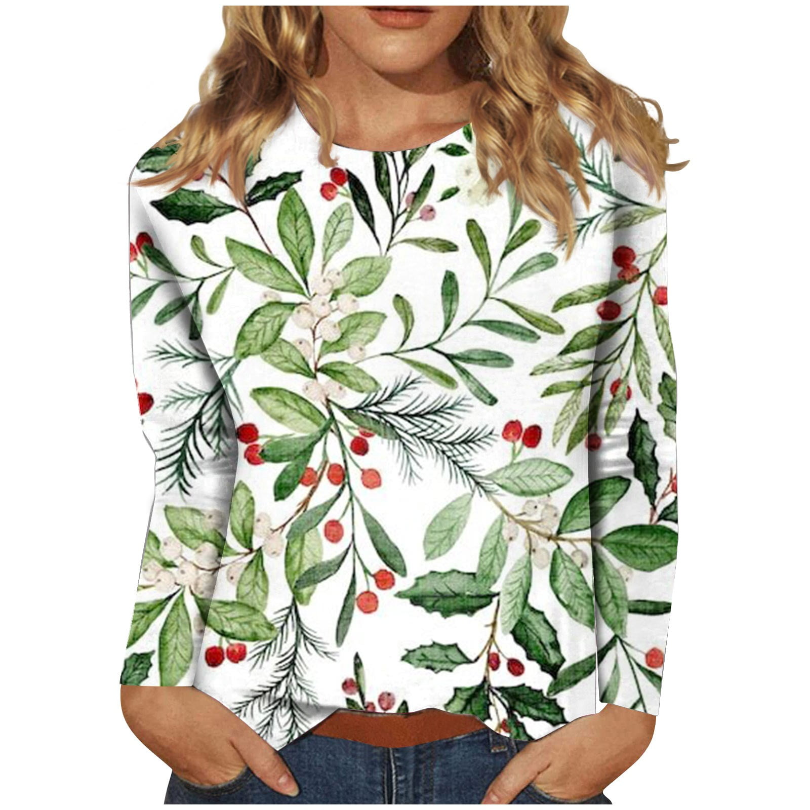 Women's Christmas Long Sleeve Top Christmas Shirts For Women Deep V ...