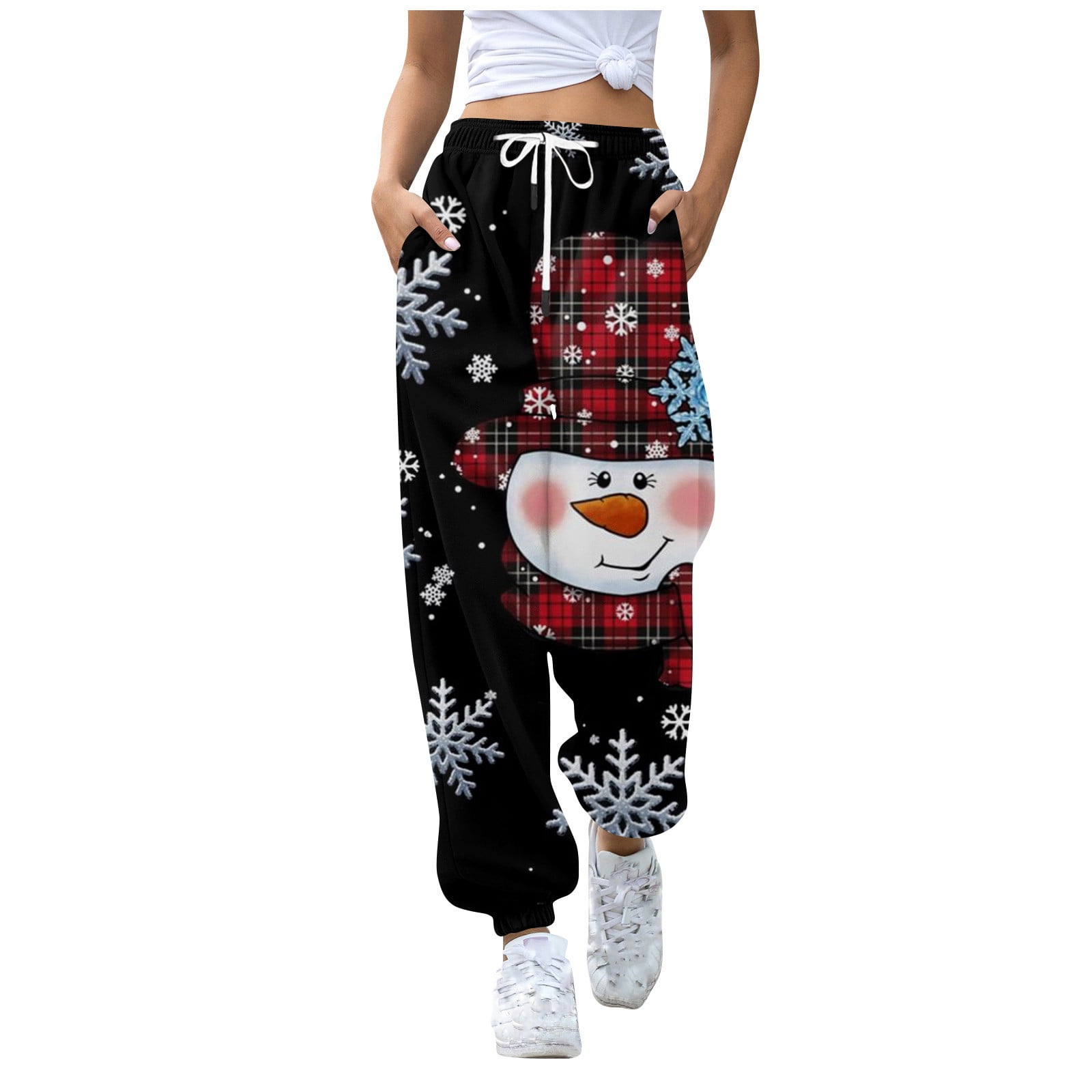 Dndkilg Christmas Sweatpants for Teen Girls Snowman Funny Plus Size ...