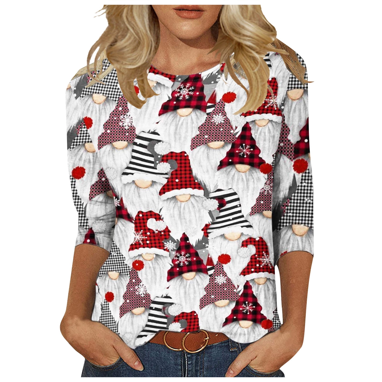 Dndkilg Christmas Tops for Women Snowman Long Sleeve Crew Neck Graphic