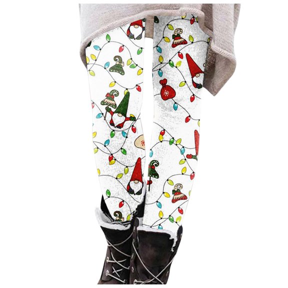 Dndkilg Christmas Yoga Pants Snowflake Holiday Workout High Waisted Jogging Pants Funny Print Tummy Control Clothing Tight Yoga Leggings Multicolor M
