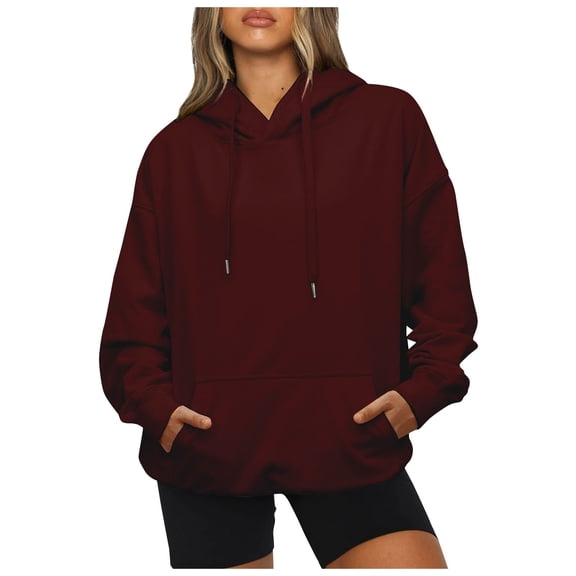 Dndkilg Comfy Blanket Hoodie Drawstring Hooded with Pocket Fashion Y2k Plus Size Sweatshirt 2023 Long Sleeve Wine Pullover Fleece Winter Aesthetic Sweater Clothes XL
