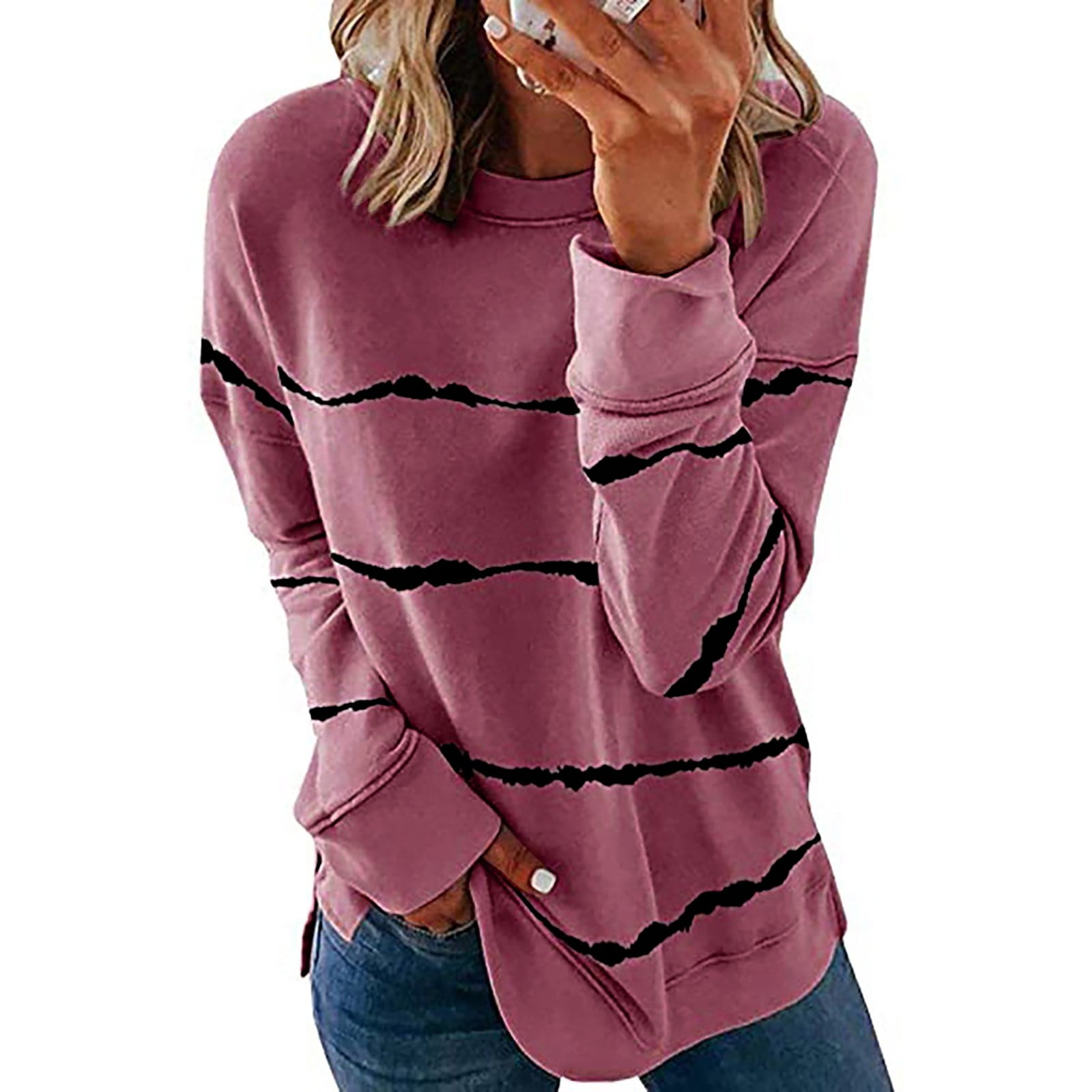 Dndkilg Cool Sweatshirts for Women Plain Loose Fit Active Pullover ...