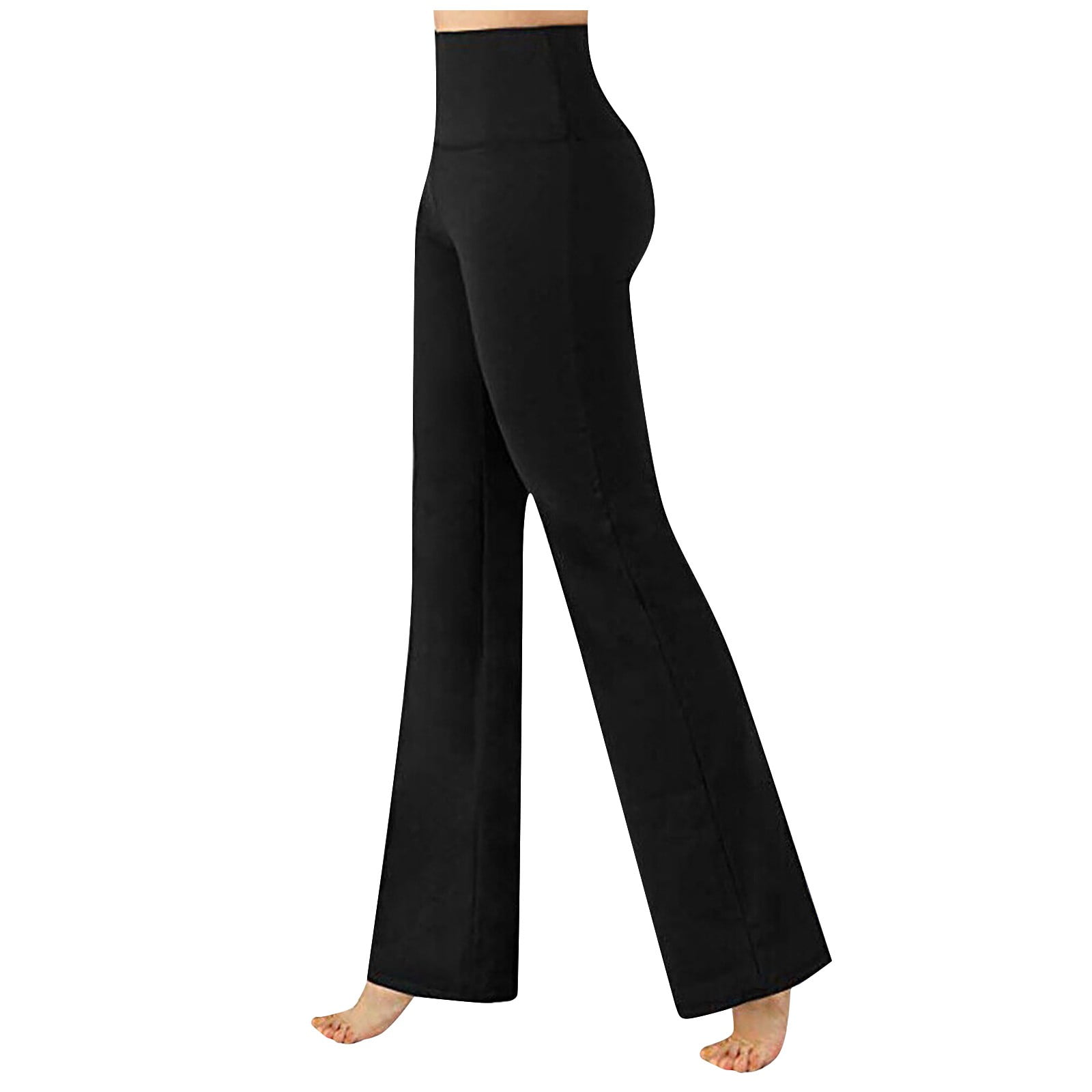 Dndkilg Long Flare Leggings for Women Tall Crossover Yoga Pants High Waisted Tummy Control Plus Size Bootcut Stretchy Wide Leg Pants Black XL