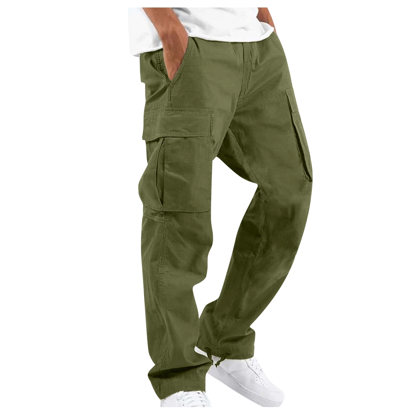 Dndkilg Match Men's Wild Cargo Pants Drawstring Leg Jogger Mens Workout