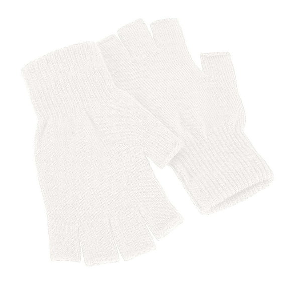 Dndkilg Outdoor Mitten for Women Men Driving for Teen Girls Knitted Half Finger Biking Glove Adult Elastic Cuff Fingerless Gloves White