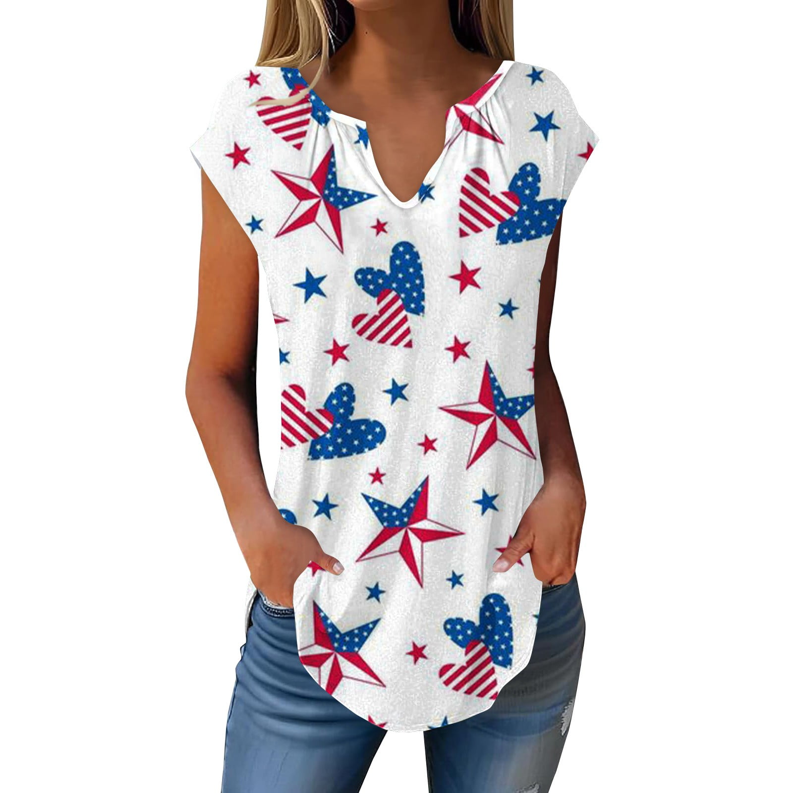 Dndkilg Plus Size Womens Patriotic Shirts 4th of July Graphic TShirt