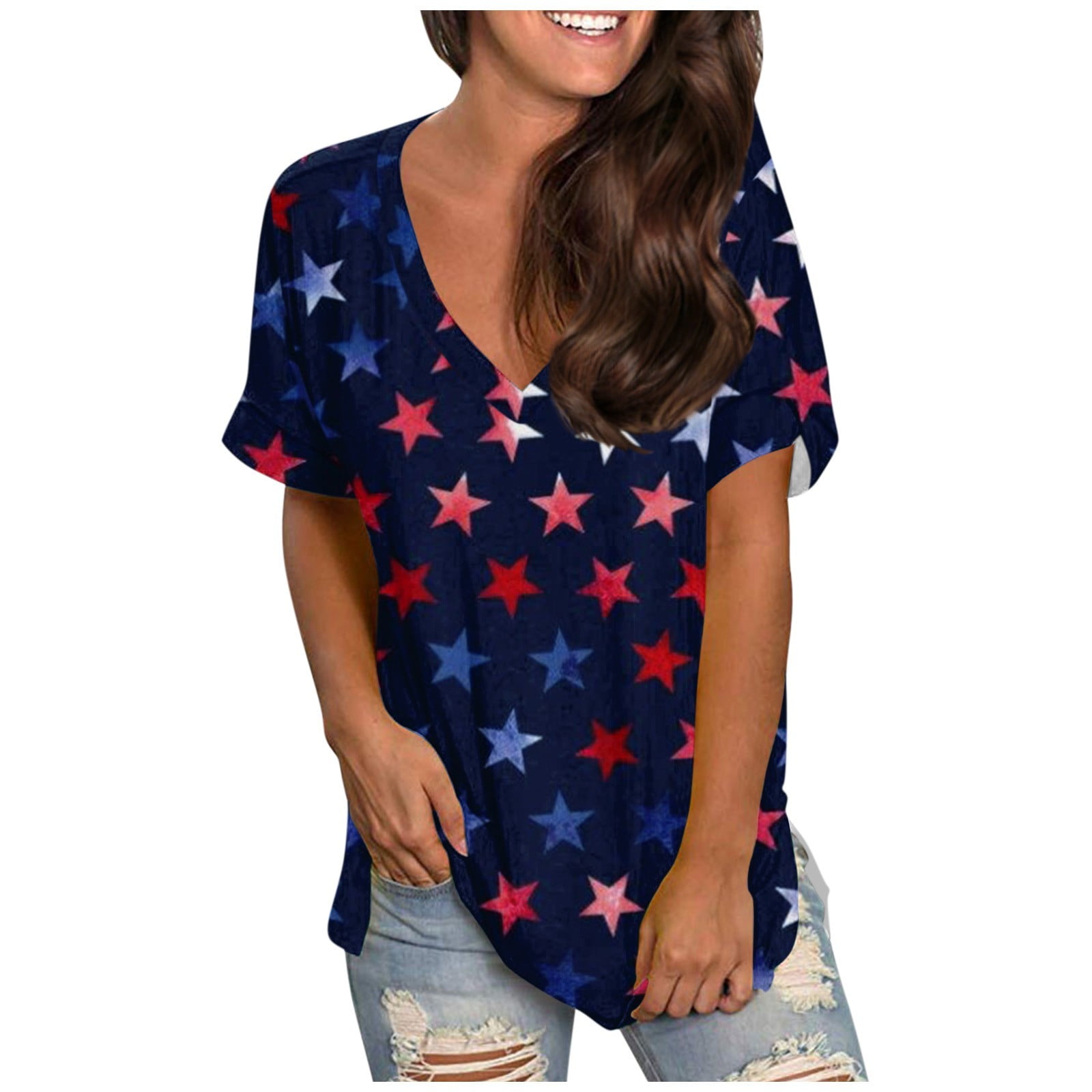 Dndkilg Plus Size Womens Patriotic Shirts 4th of July Graphic TShirt