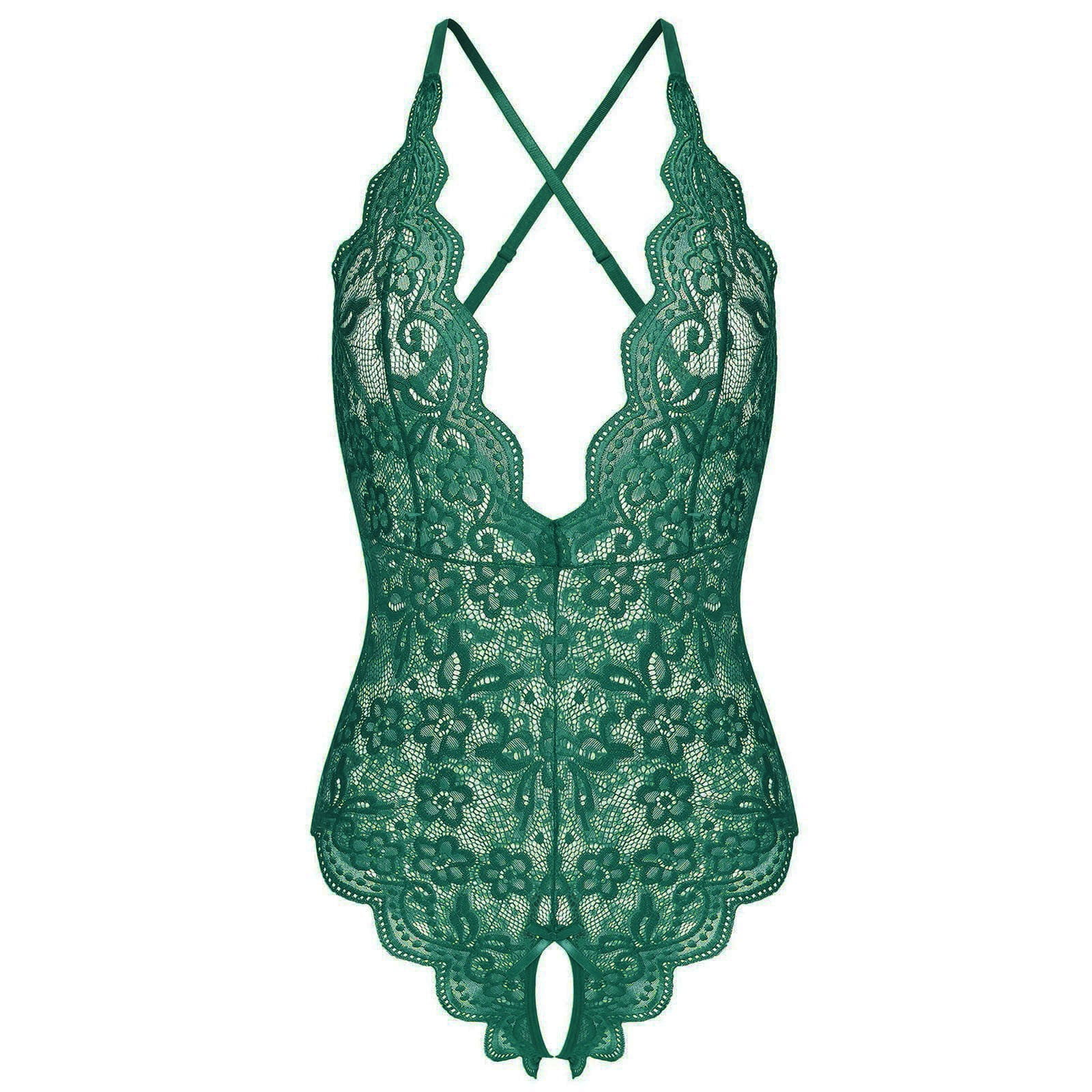 Dndkilg Sexy Lingerie for Women Lace Teddy Bodysuit Deep V Cut Out