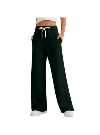 Frostluinai Sweatpants For Women With Pockets Sweatpants For Women With  Pockets Baggy Solid Elastic Waist Trousers Long Straight Pants 