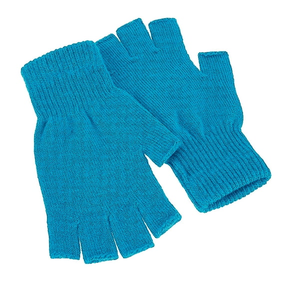 Dndkilg Thermal Mitten for Women Men Warm Elastic Cuff for Teen Girls Fingerless Driving Glove Adult Knitted Half Finger Gloves Blue