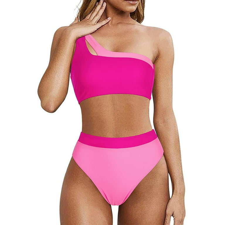 Hot pink 2 piece bathing suits deals