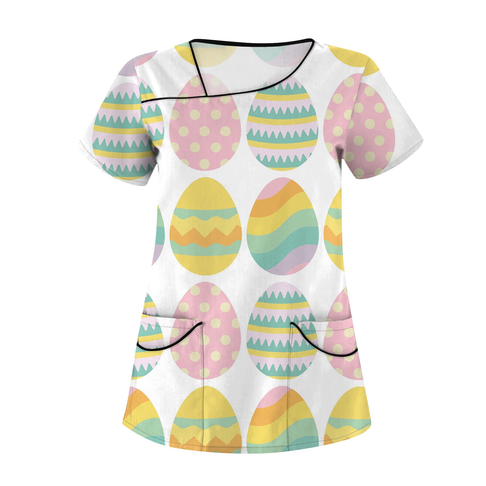 Dndkilg Women'S Easter Scrub Tops Eggs Bunny Rabbits Plus Size Scrubs