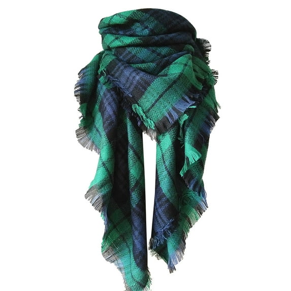 Dndkilg Womens Check Plaid Fashion Winter Blanket Wrap Scarf Cozy Christmas Pashmina 140cm/55.12 inches Shawl Square Poncho Scottish Tartan for Women Men Ladies Scarves Army Green