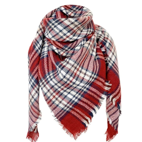 Dndkilg Womens Check Plaid Fashion Poncho Blanket Lightweight Pashmina Hiking 140cm/55.12 inches Scarves Christmas Winter Square Scarf Scottish Tartan for Women Men Cover Up Shawl Red