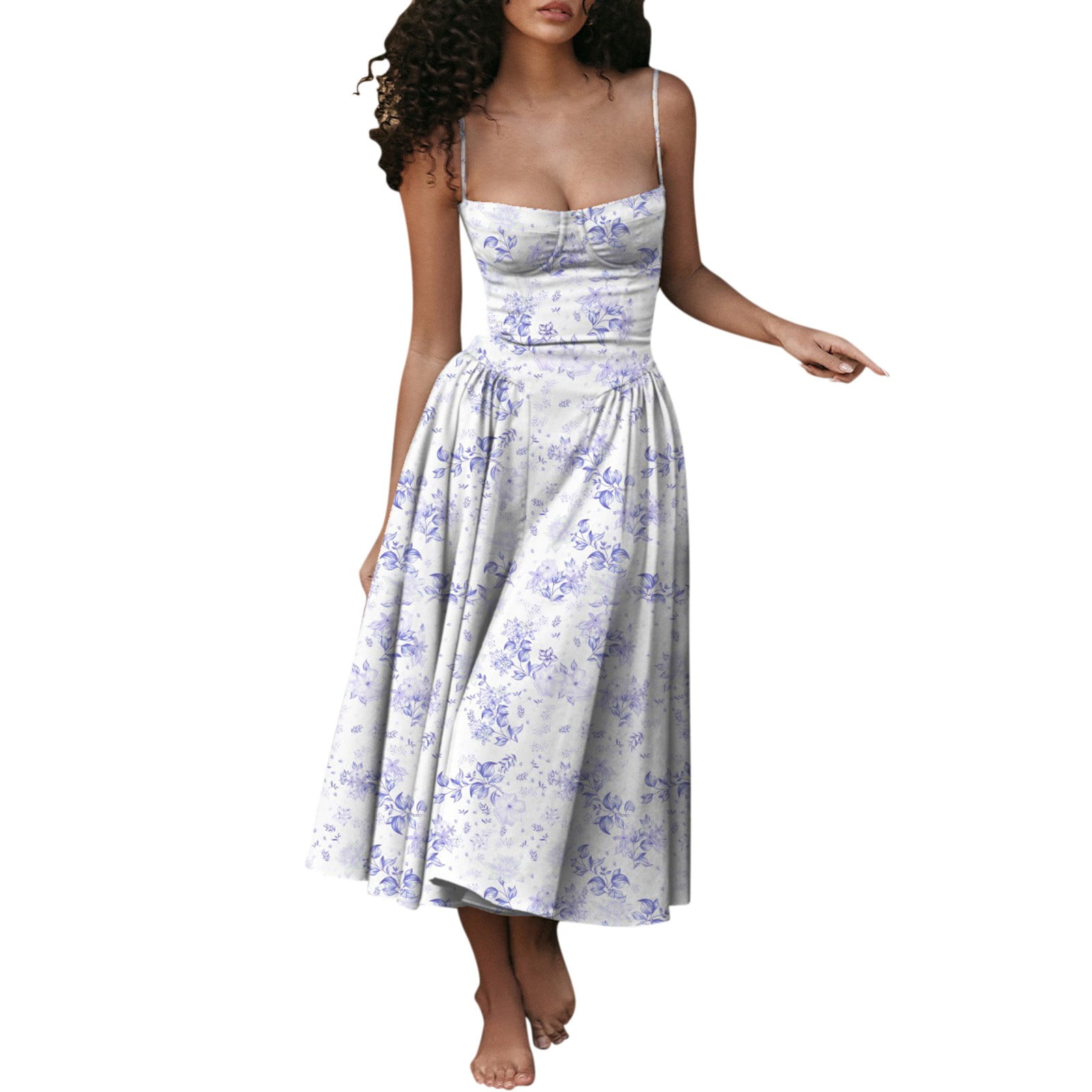 LASPIA Women's Floral Corset Sundress - Sleeveless Spaghetti Strap Summer Dress - View #11