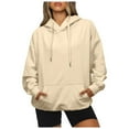 thumbnail image 1 of Dndkilg Womens Graphic Sweatshirts Y2k Fashion Drawstring Hooded Girls' Fashion Hoodies & Sweatshirts Ladies Fleece Beige Pullover Long Sleeve Soft Workout Sweater Clothes Fall 2023 XL, 1 of 5