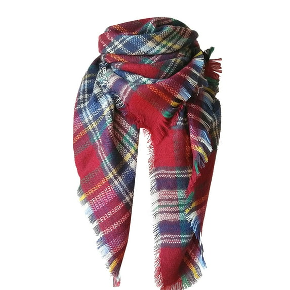Dndkilg Womens Square Travel Shawl Blanket Western Poncho Cover Up Check Plaid Winter Scottish Tartan Scarf 140cm/55.12 inches Pashmina Christmas for Women Men Ladies Scarves Dark Purple