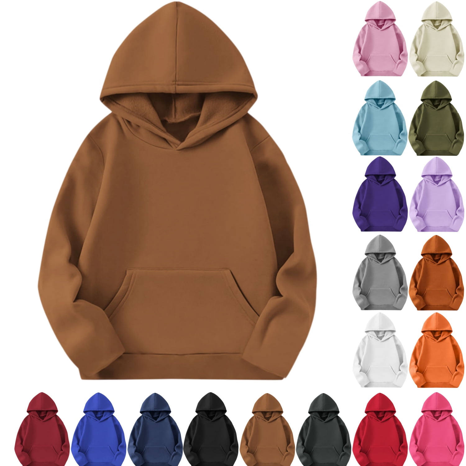 Dnhxils Boys Hoodies with Pockets Hooded Sweatshirt for Teen Boys Kids Plain School Sweater