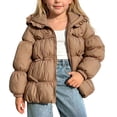 thumbnail image 1 of Dnhxils Girls Jacket Winter Lightweight Puffer Coat Toddlers Trendy Hooded Zip Up Jacket Kids Winter Warm Clothes Brown 5-6 Years, 1 of 5