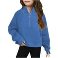 thumbnail image 1 of Dnhxils Girls Lightweight Pullover Zip Up Sweatshirt with Pockets for Kids Tween Girls Trendy Fall Clothes, 1 of 8