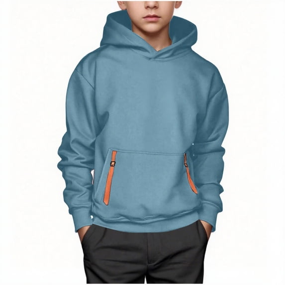 Dnhxils Hoodies for Teen Boys Long Sleeve Sweatshirt with Pockets Crewneck Hoodie Kids Clothes