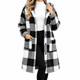 thumbnail image 1 of Dnhxils Jackets for Womens Fashion Hooded Plaid Jacket with Pockets Zip Up Long Sleeve Coat for Womens Winter Warm Clothes Black XL, 1 of 6