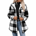 thumbnail image 1 of Dnhxils Womens Fleece Jackets Casual Mock Neck Plaid Jacket with Pockets Button Up Long Sleeve Outerwear for Womens Winter Fashion Black L, 1 of 9