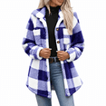 thumbnail image 1 of Dnhxils Womens Fleece Jackets Casual Mock Neck Plaid Jacket with Pockets Button Up Long Sleeve Outerwear for Womens Winter Fashion Blue XL, 1 of 9