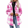thumbnail image 1 of Dnhxils Womens Fleece Jackets Casual Mock Neck Plaid Jacket with Pockets Button Up Long Sleeve Outerwear for Womens Winter Fashion Hot Pink XXL, 1 of 9