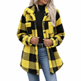 thumbnail image 1 of Dnhxils Womens Fleece Jackets Casual Mock Neck Plaid Jacket with Pockets Button Up Long Sleeve Outerwear for Womens Winter Fashion Yellow M, 1 of 9