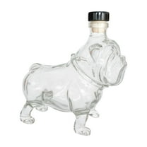 Dnogom 11oz(320ml) Bulldog Shaped Whiskey/Wine Bottle Creative Ornament, Transparent Liquor Bottle Decor for Living Room Cabinet Gift Collection