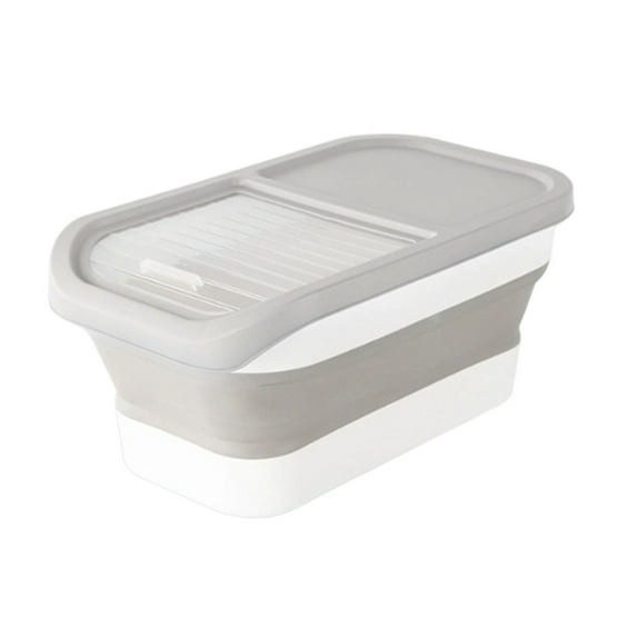 Dnogom 12-15KG Foldable Airtight Pet Food Storage Bin, Rolling Dog/Cat Food Container with Hinged Lid for Dry Food