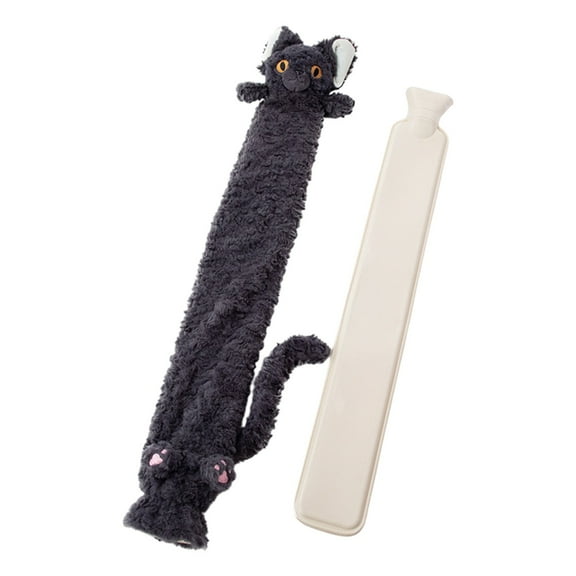 Dnogom 35.43in Extended Cat-Shaped Hot Water Bottle,Rubber Long Warm Bed Quilt Winter Hot Compress Water Bag Ideal Gift for Girlfriend Mom