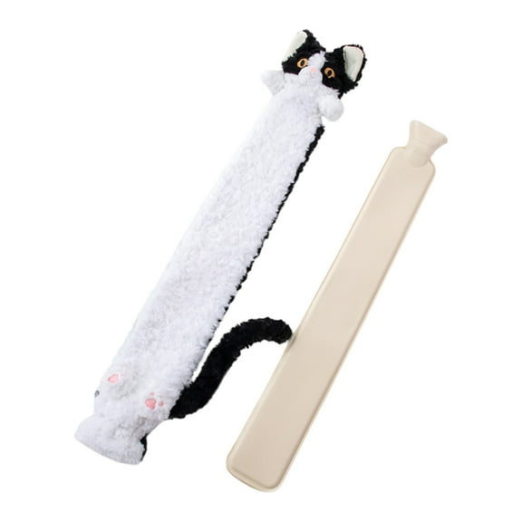 Dnogom 35.43in Extended Cat-Shaped Hot Water Bottle,Rubber Long Warm Bed Quilt Winter Hot Compress Water Bag Ideal Gift for Girlfriend Mom