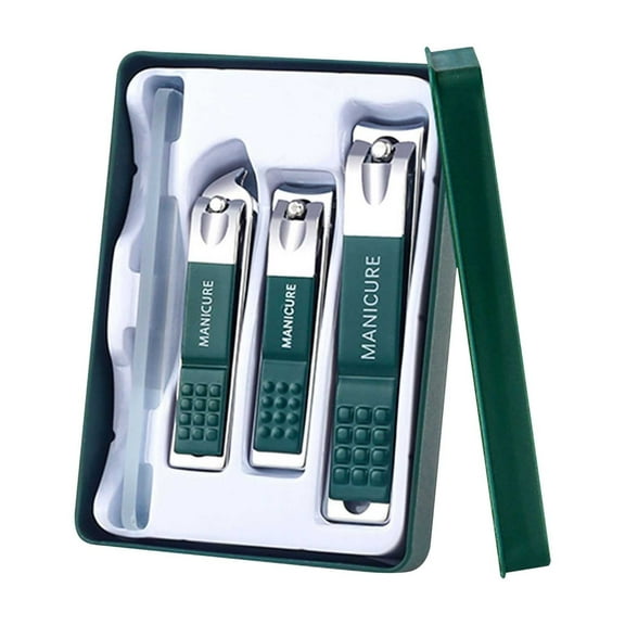 Dnogom 4-Piece Anti-Splatter Nail Clipper Set with File,Sharp Stainless Steel Portable Manicure Tool Kit Fingernail & Toenail Trimmer for Thick & Ingrown Nail