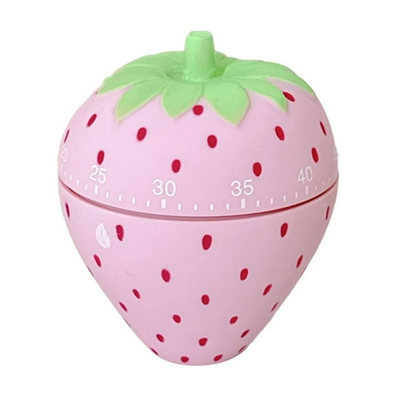 Dnogom Fruit-Shaped Mechanical Visual Timer, Battery-Free Pomodoro Timer Countdown Reminder Decor for Learning & Kitchen Cooking (Strawberry)