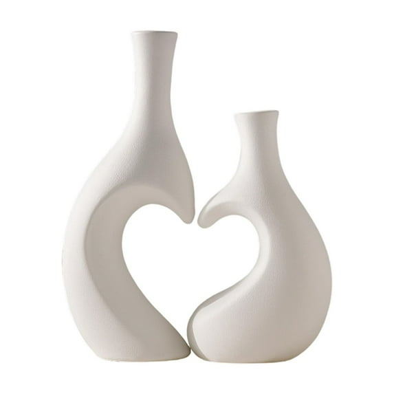 Dnogom Heart-Forming Plastic Vase Set of 2, Romantic Minimalist Art Vase Non-Fragile Decor Vase For Tabletop, Wedding & Valentine's Day Decoration