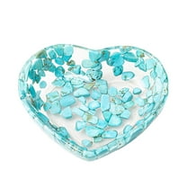 Dnogom Heart-Shaped Resin Decor Bowl Tray, Transparent Stone Chip Pattern Bowl for Jewelry/Trinket Storage Valentine's Gift