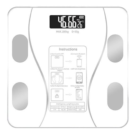 Dnogom Smart Bluetooth Body Composition Scale with Temp Display,180kg App Connection Rechargeable Body Fat Bathroom Body Weight Scale for Fitness Tracking