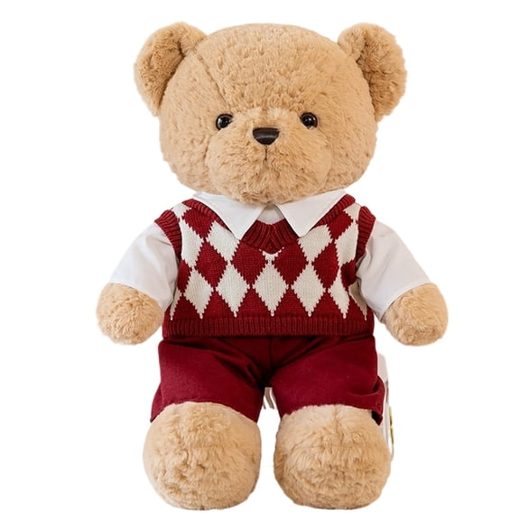 Dnogom Valentine's Day Couple Teddy Bear Plush Doll, 17.7" Soft Cozy Home Decor Romantic Plush Doll Valentine's Gift for Loved Ones