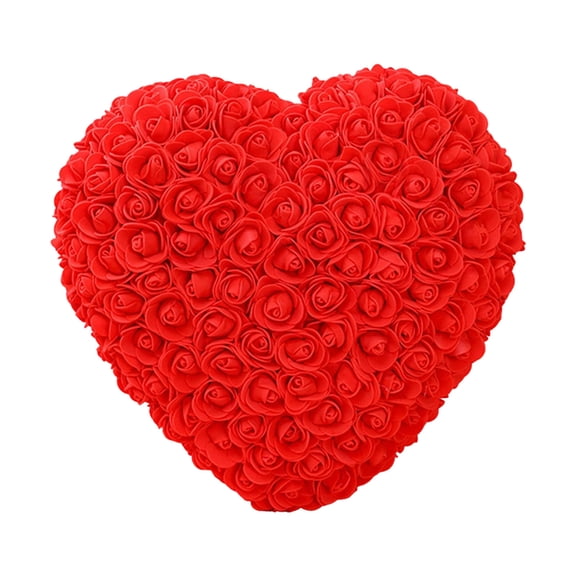 Dnogom Valentine's Day Decor “I Love You” Heart-Shaped Eternal Rose Pillow, 11.8" Romantic Everlasting Flower Decor, Valentine's Gift For Girlfriend/Wife
