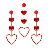 Dnogom Valentine's Day Decorative Red Heart Curtain Lights Set of 3, Suction Cup Hanging Decor Light, Romantic Ambient Light for Candlelit Dinner, Proposal, Party