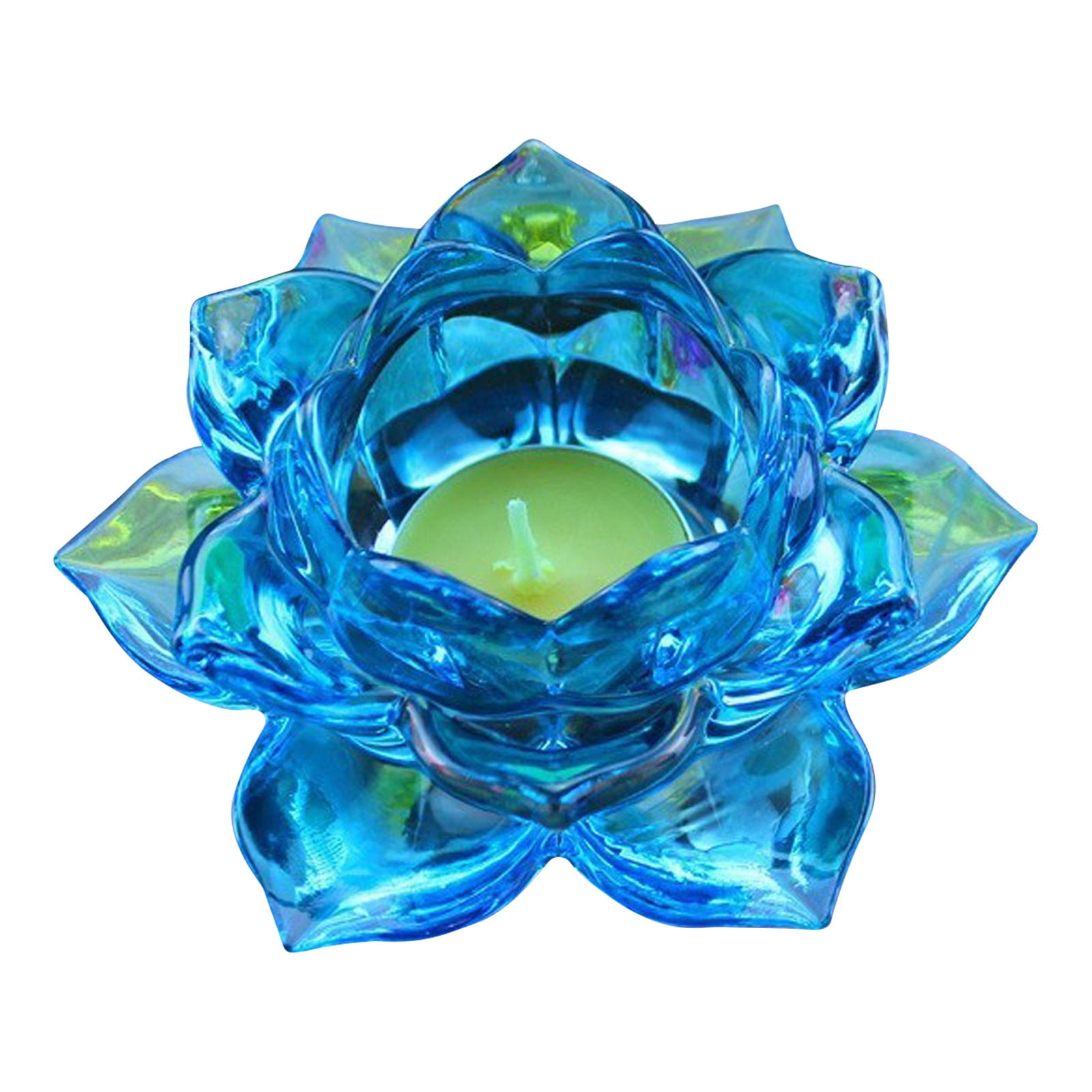 Dnyelq Candle Holder Clearance, 8 Colors Crystal Glass Lotu Flower